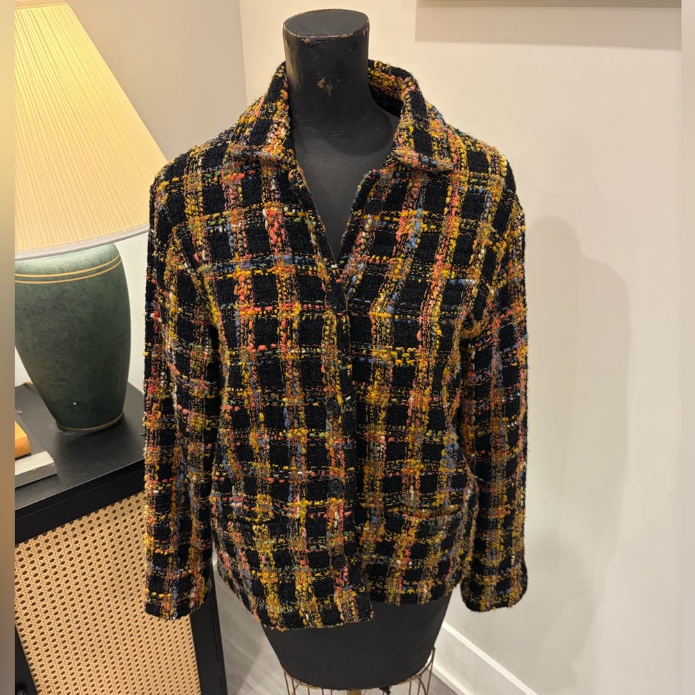 VTG Acorn Dark Academia Preppy Confetti Tweed Jacket Size Small Business Career